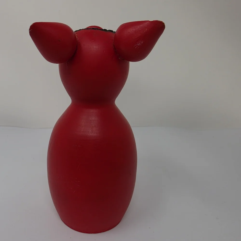 Pig Red Candle Wooden  Holder